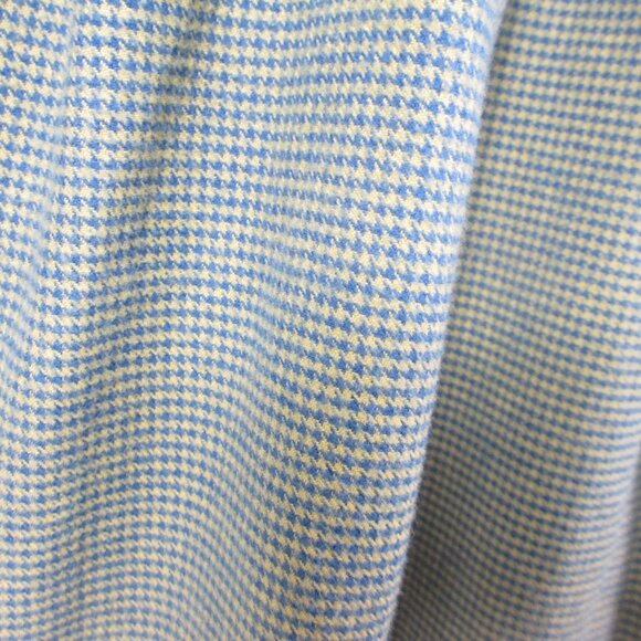 Vintage Orvis Flannel Check Houndstooth Pleat Midi Skirt Pockets Beige Blue 14 - Picture 4 of 5